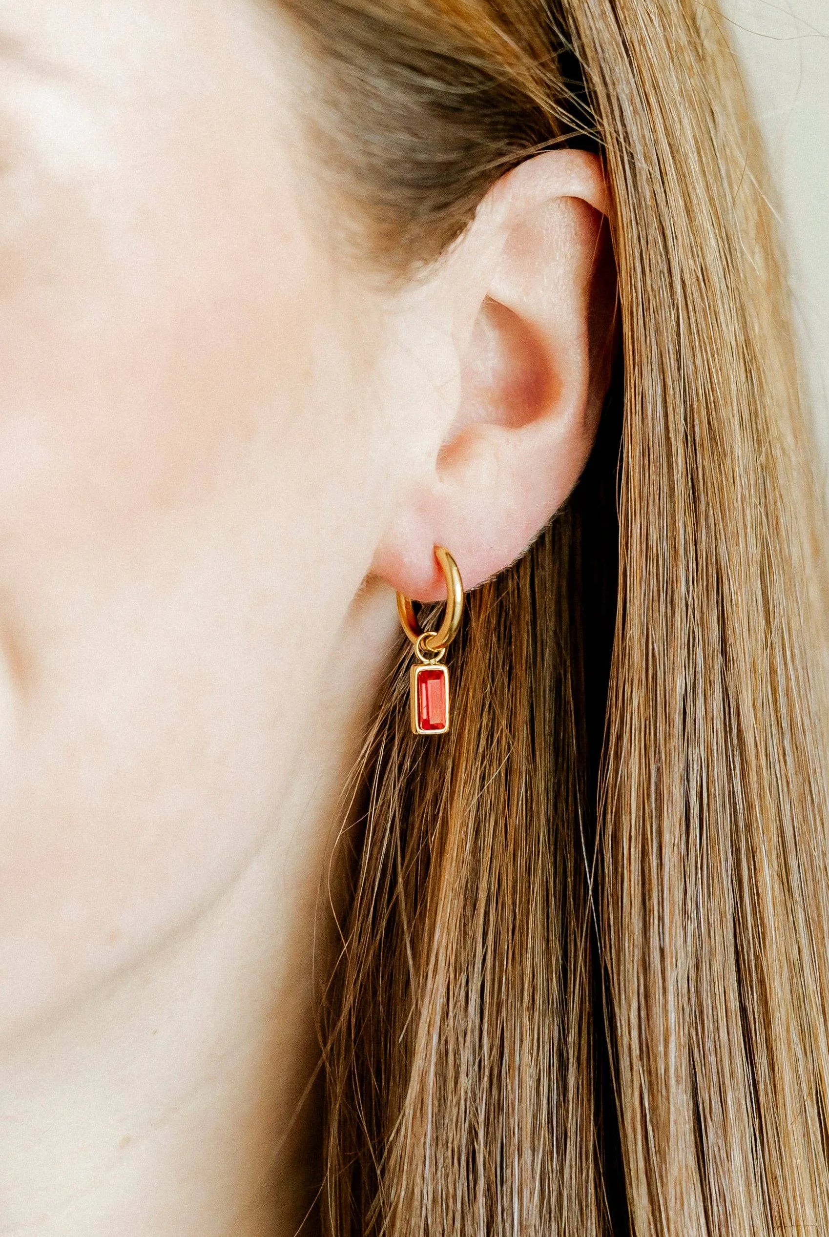 Shop Edith Huggie Charm Earrings - Red- at Ruby Joy Boutique, a Women's Clothing Store in Pickerington, Ohio