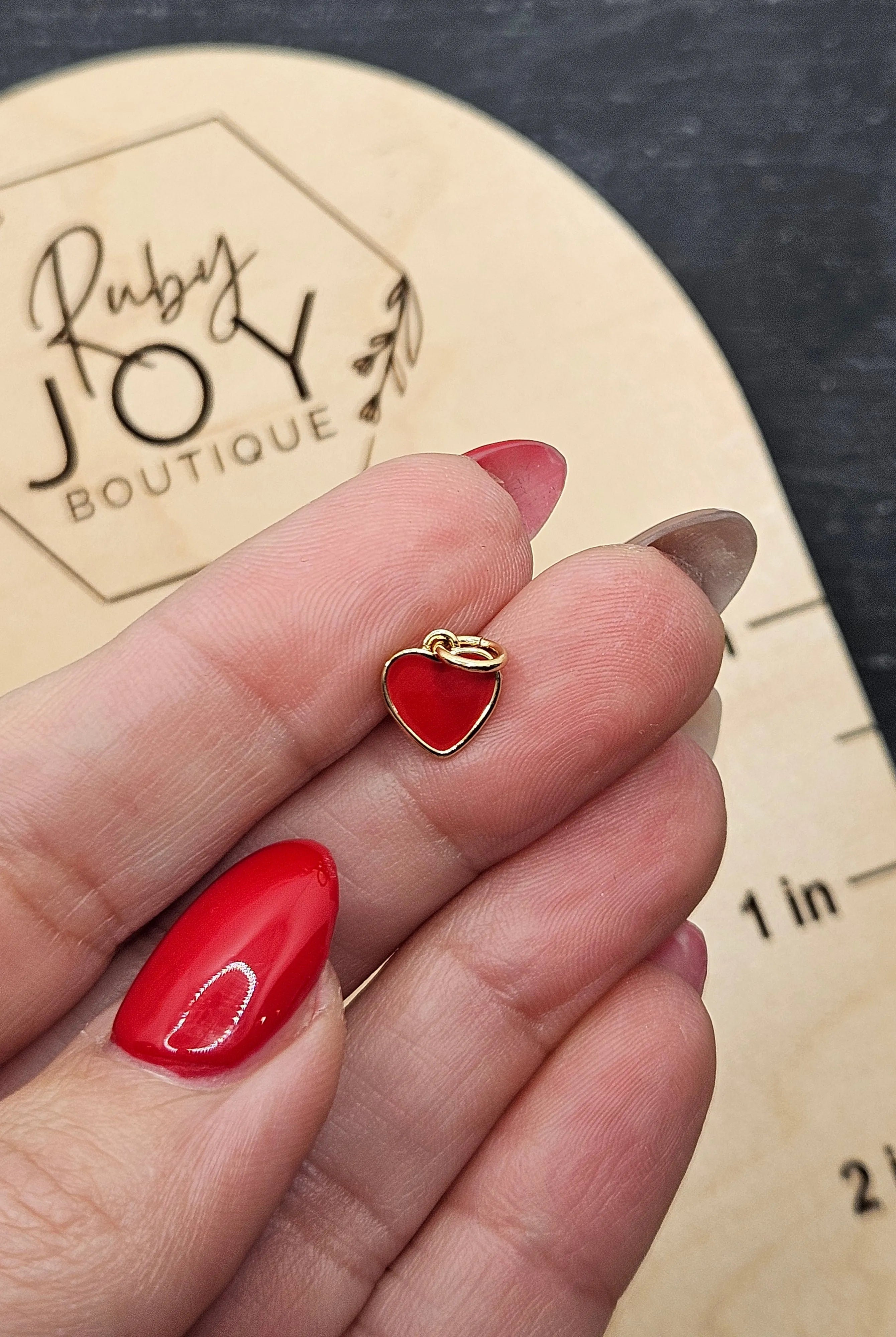 Shop Enamel Heart Charm - Red- at Ruby Joy Boutique, a Women's Clothing Store in Pickerington, Ohio
