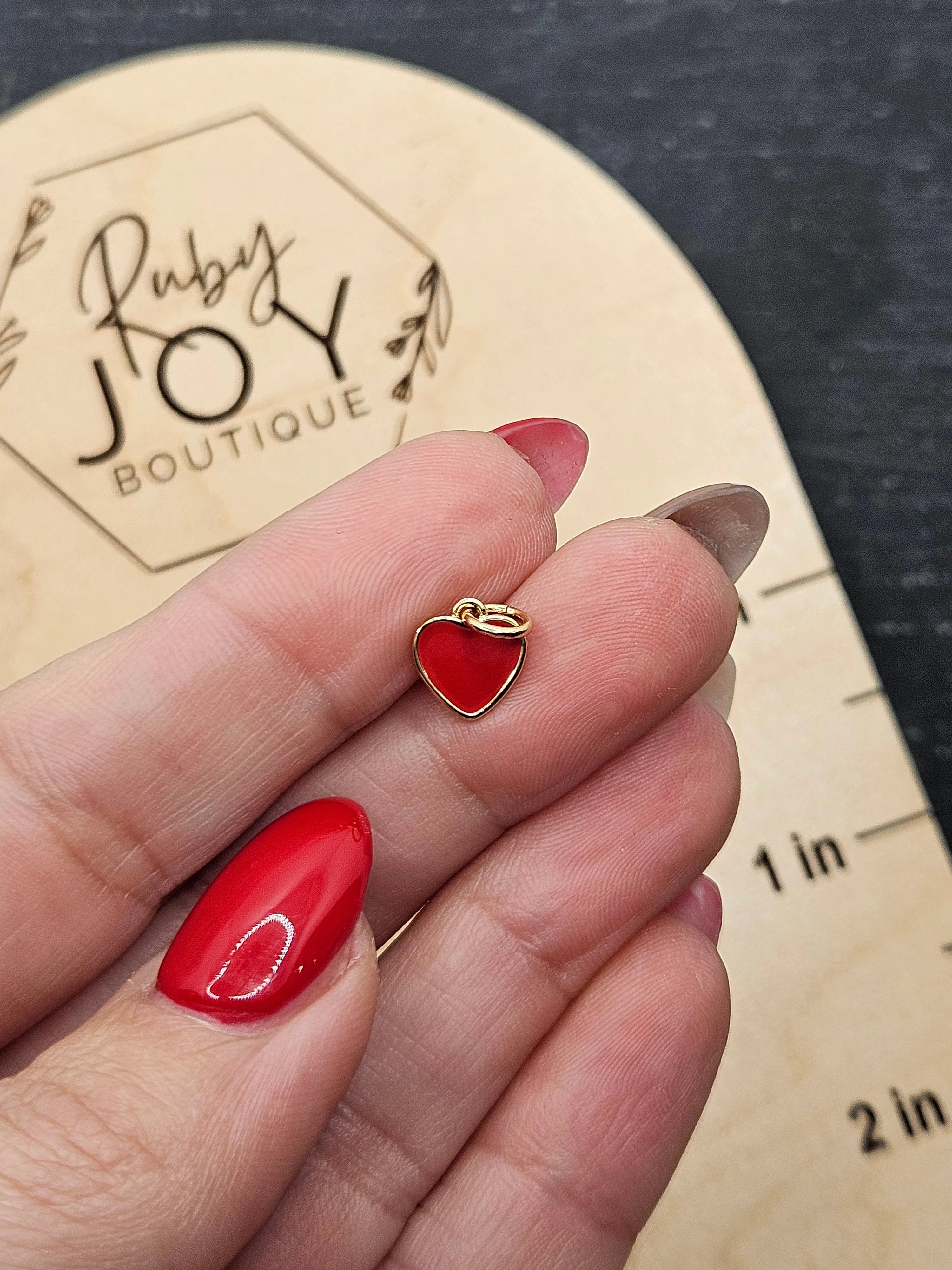 Shop Enamel Heart Charm - Red- at Ruby Joy Boutique, a Women's Clothing Store in Pickerington, Ohio