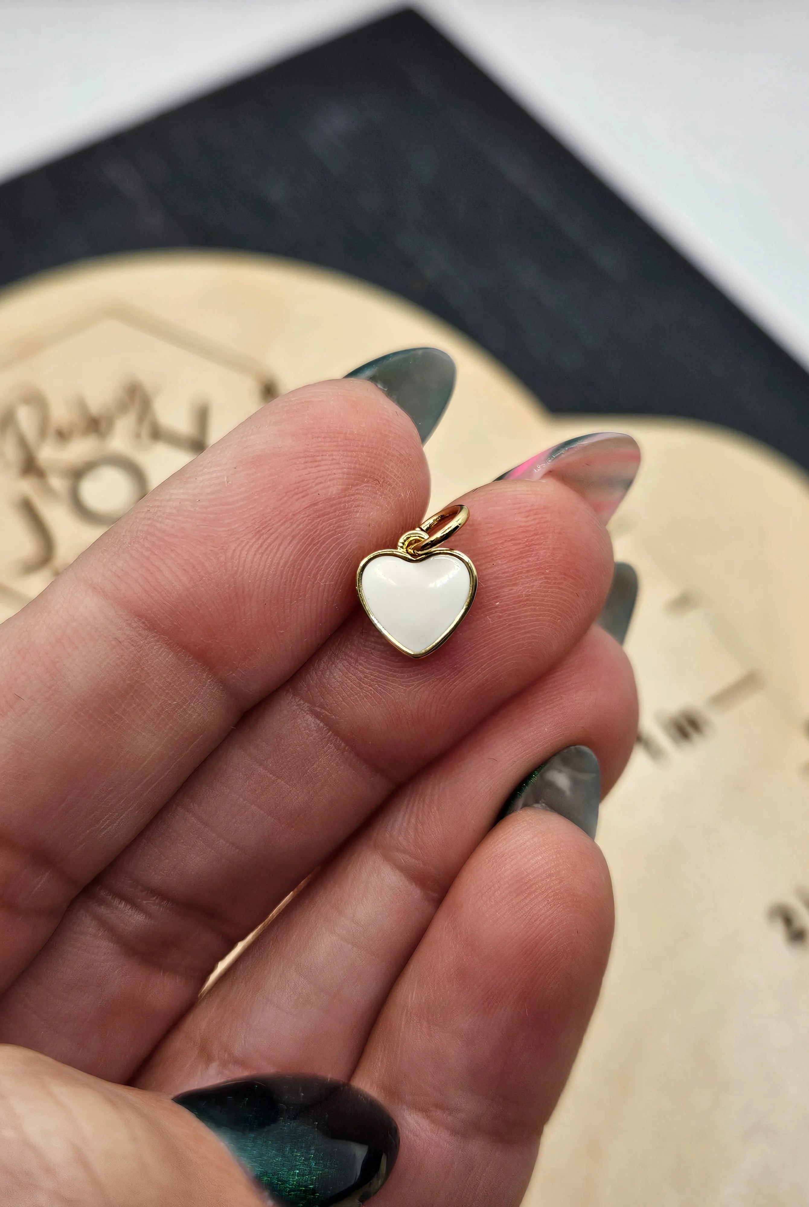 Shop Enamel Heart Charm - White or Pink- at Ruby Joy Boutique, a Women's Clothing Store in Pickerington, Ohio