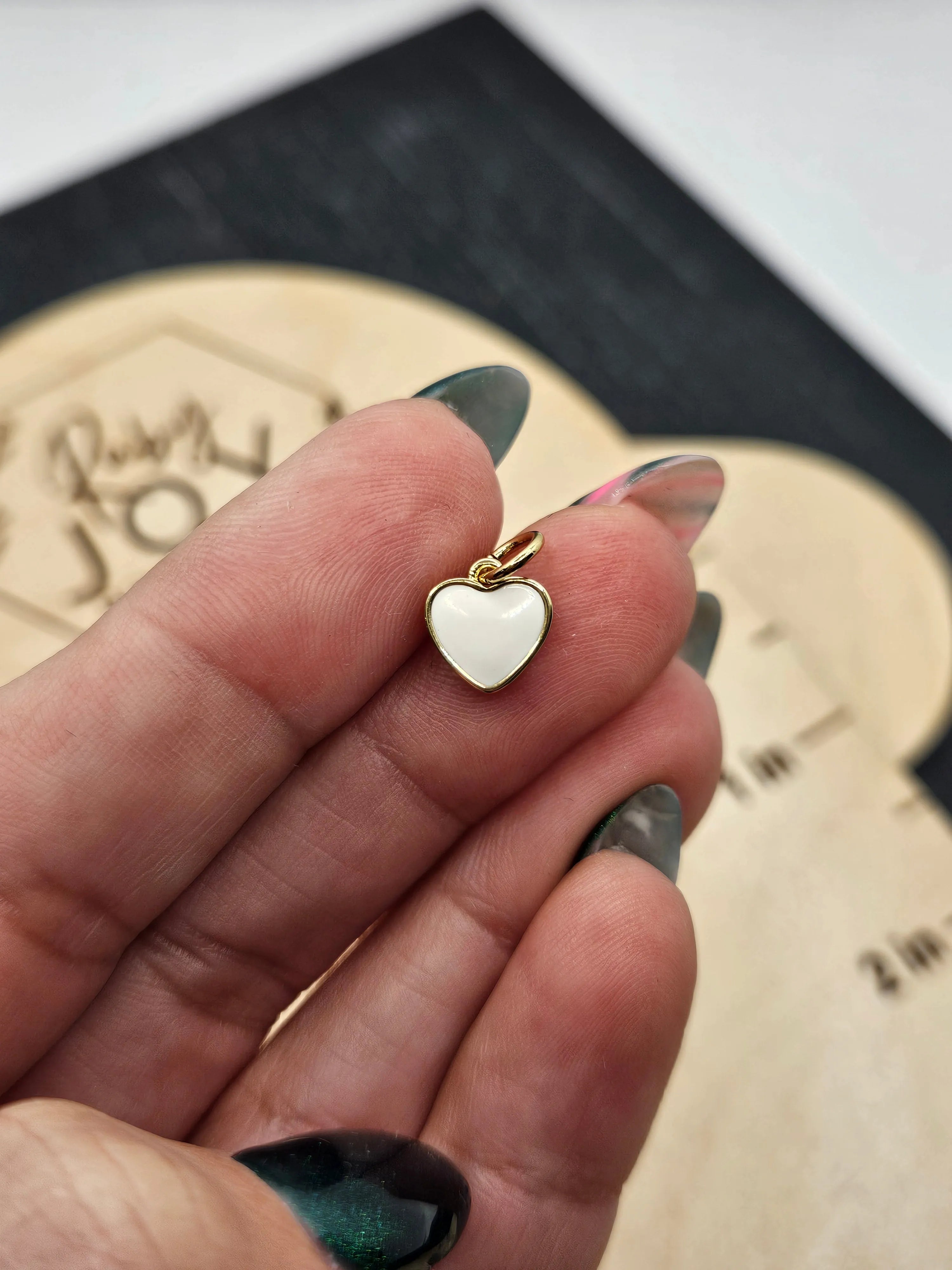 Shop Enamel Heart Charm - White or Pink- at Ruby Joy Boutique, a Women's Clothing Store in Pickerington, Ohio