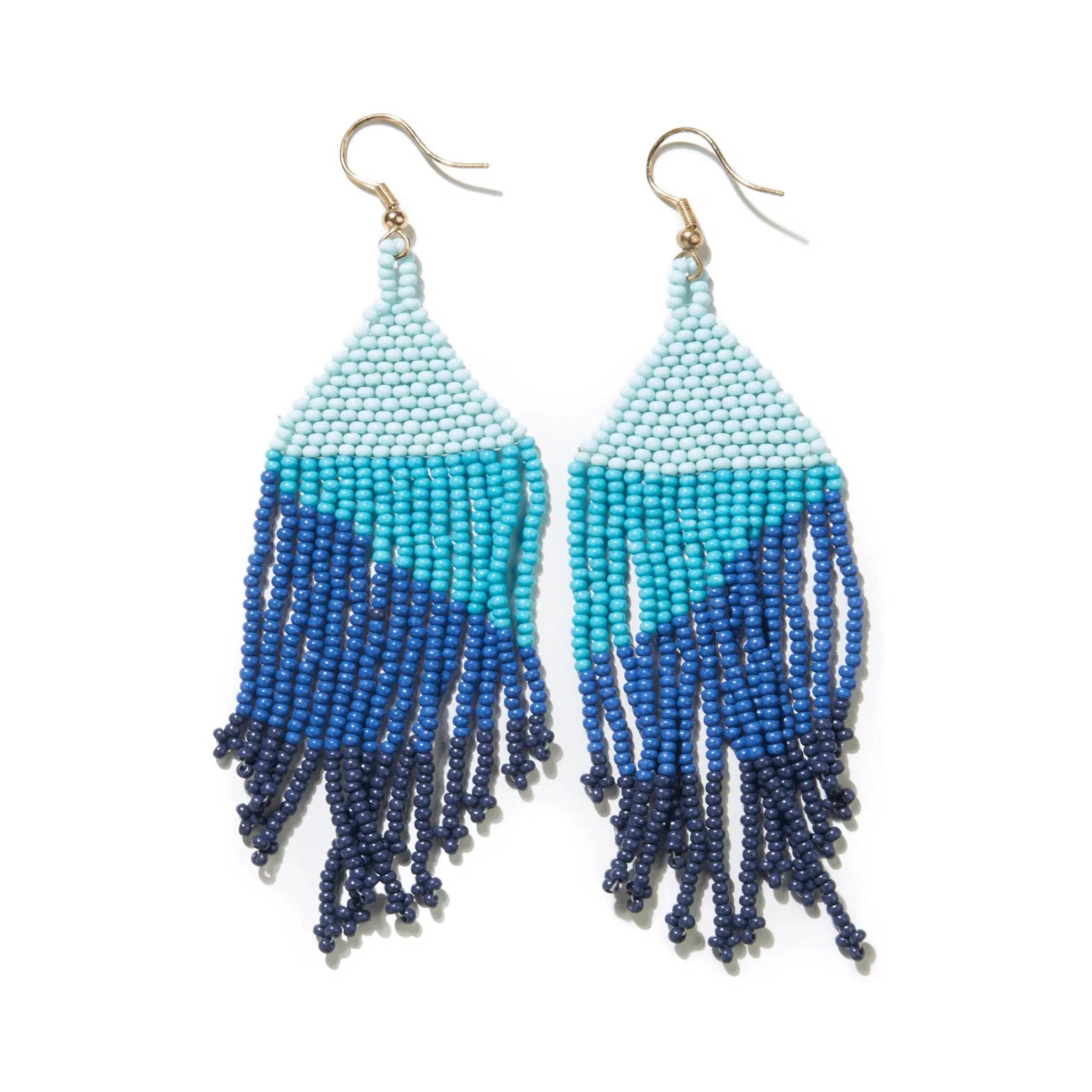 Shop Erin Ombre Beaded Fringe Earrings - Blue-Earrings at Ruby Joy Boutique, a Women's Clothing Store in Pickerington, Ohio