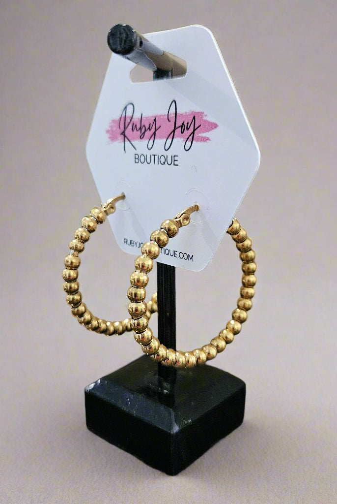 Shop Etta Beaded Hoop Earrings-Earrings at Ruby Joy Boutique, a Women's Clothing Store in Pickerington, Ohio