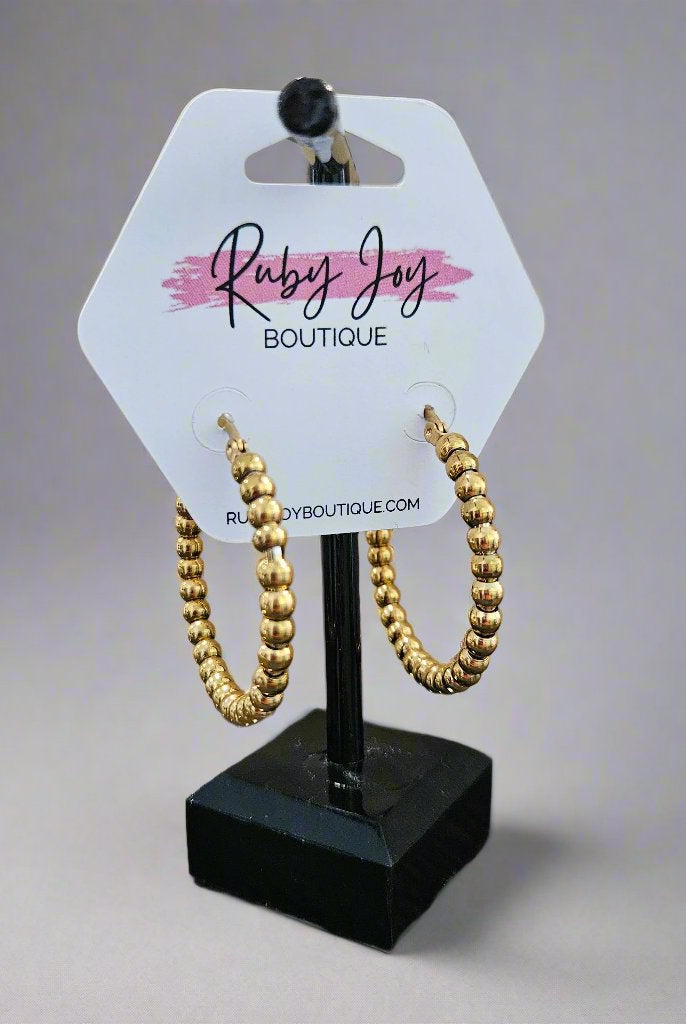 Shop Etta Beaded Hoop Earrings-Earrings at Ruby Joy Boutique, a Women's Clothing Store in Pickerington, Ohio