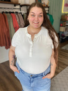 Shop Everyday Snap Henley Tee - Ivory-1XL at Ruby Joy Boutique, a Women's Clothing Store in Pickerington, Ohio