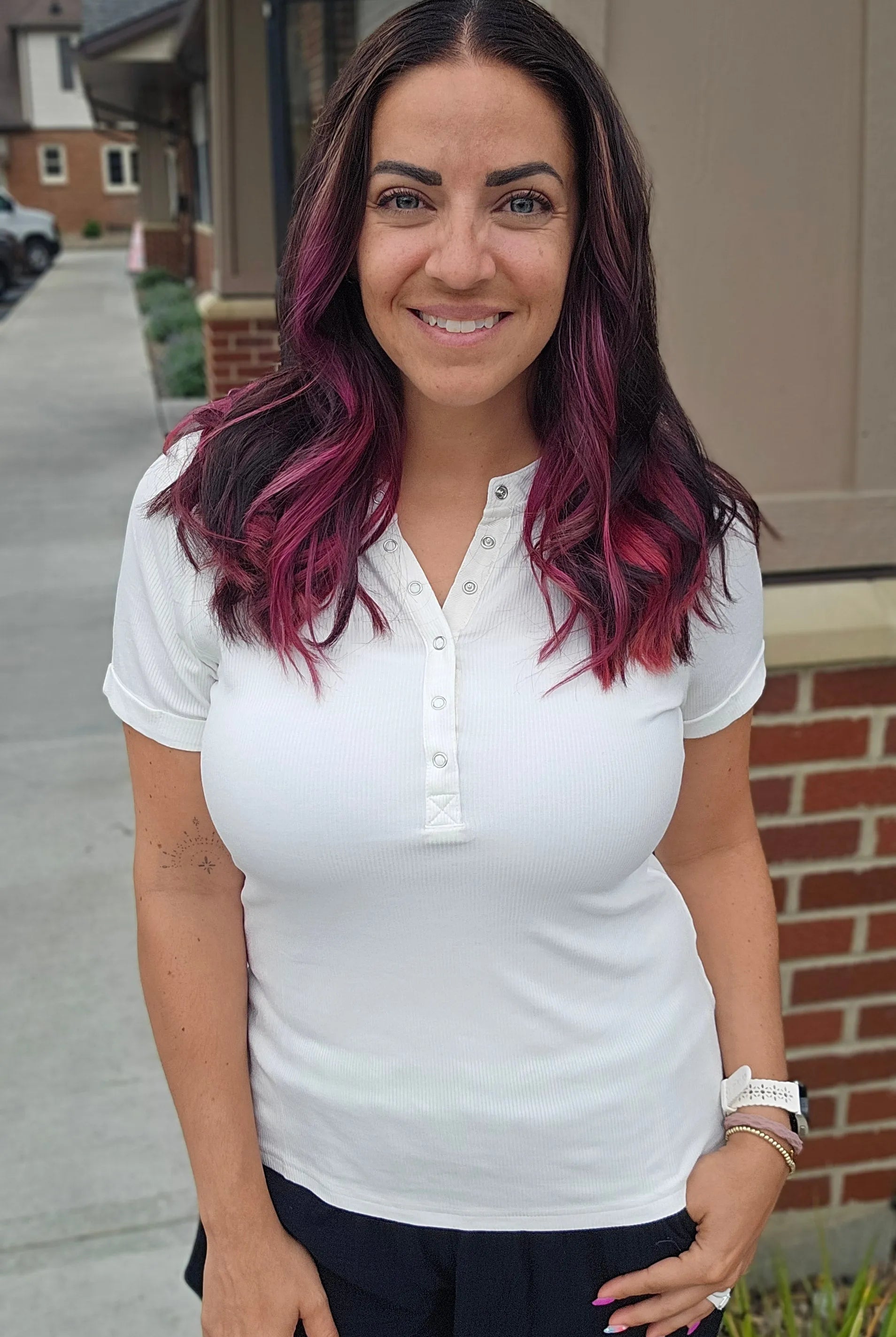 Shop Everyday Snap Henley Tee - Ivory- at Ruby Joy Boutique, a Women's Clothing Store in Pickerington, Ohio