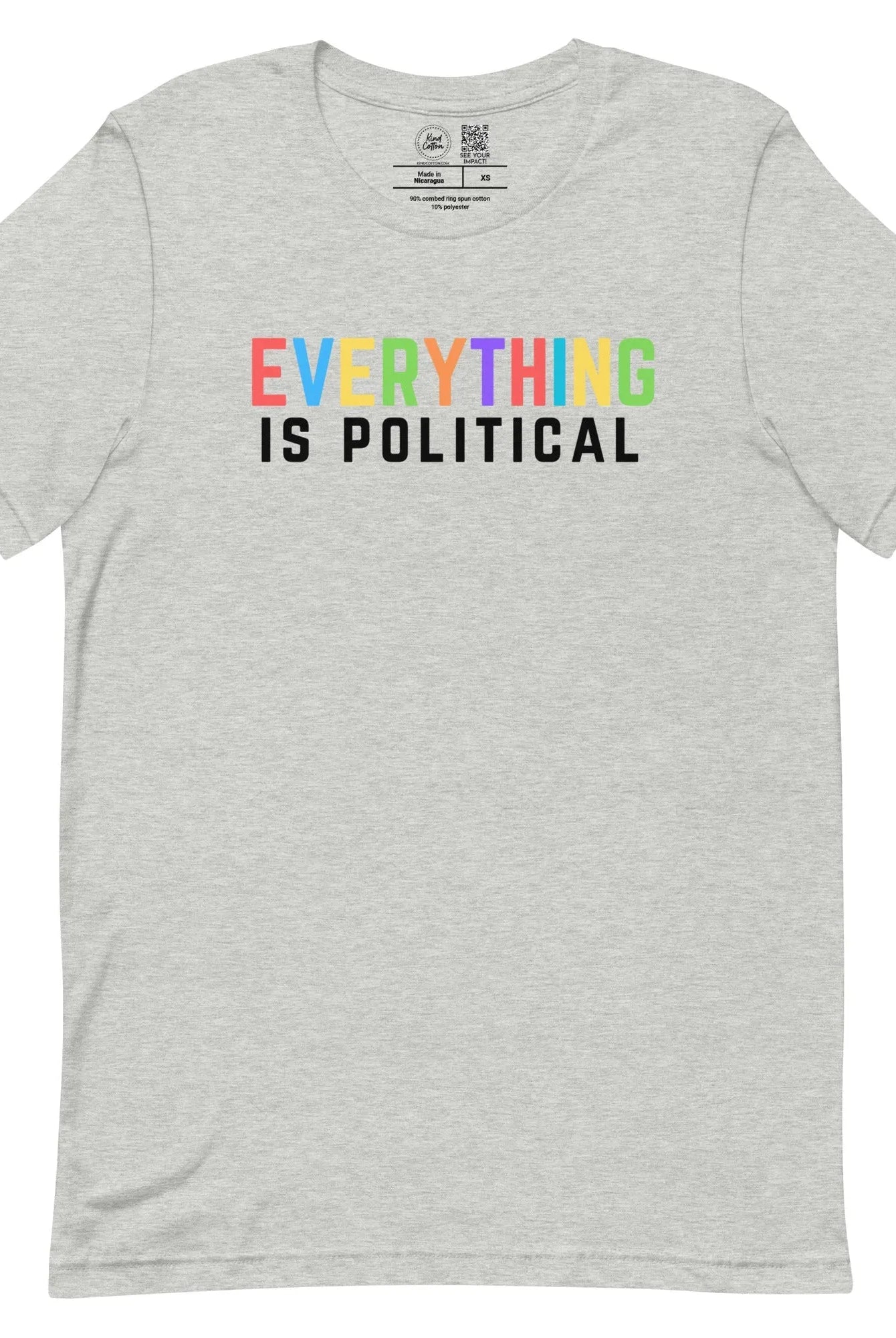 Shop Everything is Political Classic Tee | Kind Cotton-Heather Grey at Ruby Joy Boutique, a Women's Clothing Store in Pickerington, Ohio