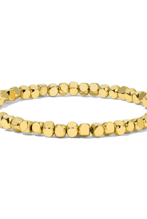 Shop Fashion Fortune Stretch Bracelets | Silver and Gold Mix-4mm Gold Cube Beads at Ruby Joy Boutique, a Women's Clothing Store in Pickerington, Ohio