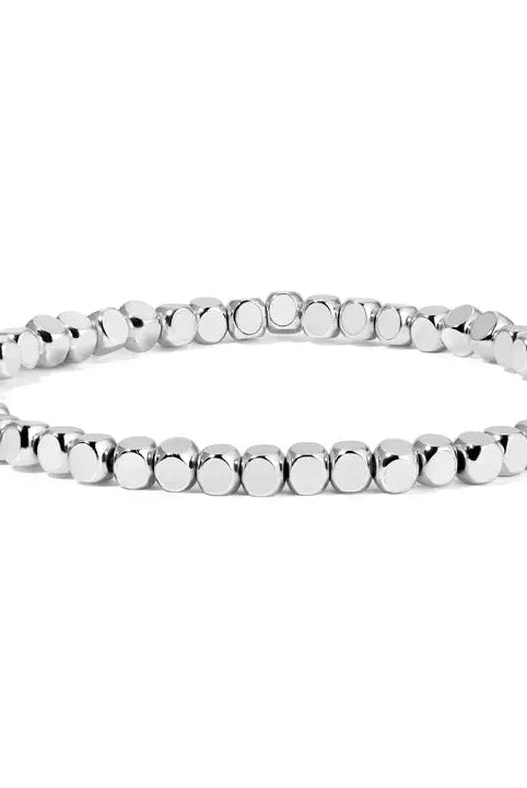 Shop Fashion Fortune Stretch Bracelets | Silver and Gold Mix-4mm Silver Cube Beads at Ruby Joy Boutique, a Women's Clothing Store in Pickerington, Ohio