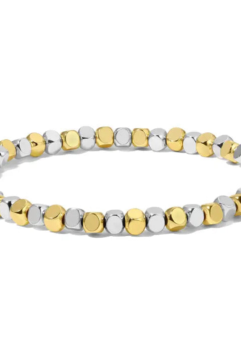 Shop Fashion Fortune Stretch Bracelets | Silver and Gold Mix-4mm Gold & Silver Cube Beads at Ruby Joy Boutique, a Women's Clothing Store in Pickerington, Ohio