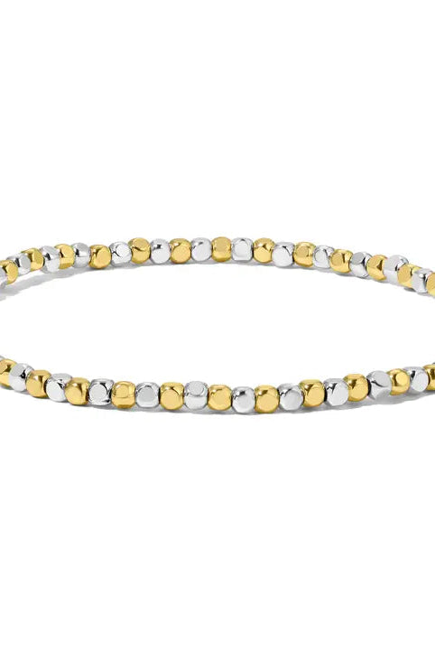 Shop Fashion Fortune Stretch Bracelets | Silver and Gold Mix-2.5mm Gold & Silver Cube Beads at Ruby Joy Boutique, a Women's Clothing Store in Pickerington, Ohio