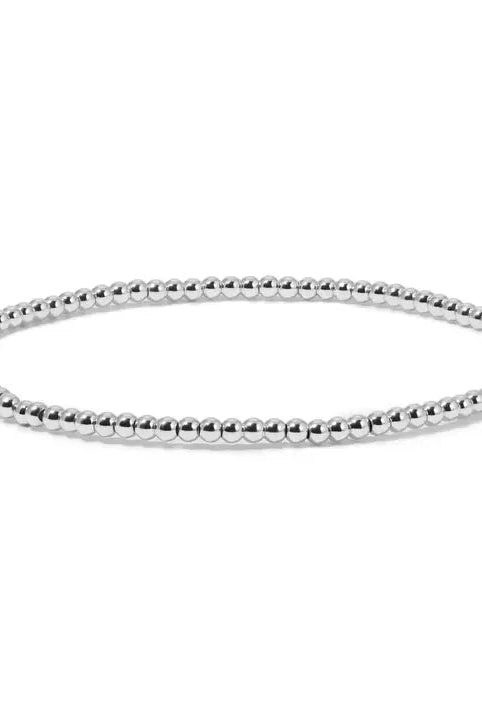 Shop Fashion Fortune Stretch Bracelets | Silver and Gold Mix-3mm Round Silver Beads at Ruby Joy Boutique, a Women's Clothing Store in Pickerington, Ohio