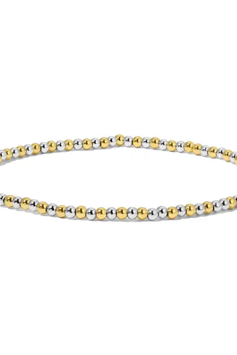Shop Fashion Fortune Stretch Bracelets | Silver and Gold Mix-3mm Round Gold & Silver Beads at Ruby Joy Boutique, a Women's Clothing Store in Pickerington, Ohio