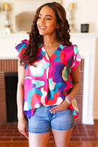 Shop Find Yourself Abstract V-Neck Top-Blouse at Ruby Joy Boutique, a Women's Clothing Store in Pickerington, Ohio
