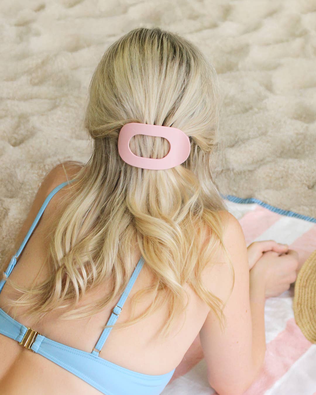 Shop Flat Lay Oval Claw Clip | 3 Matte Colors-Strawberry Latte at Ruby Joy Boutique, a Women's Clothing Store in Pickerington, Ohio