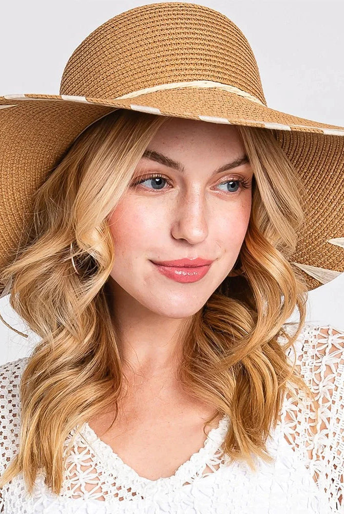 Shop Floppy Beach Hat with Edge Details-Hats at Ruby Joy Boutique, a Women's Clothing Store in Pickerington, Ohio