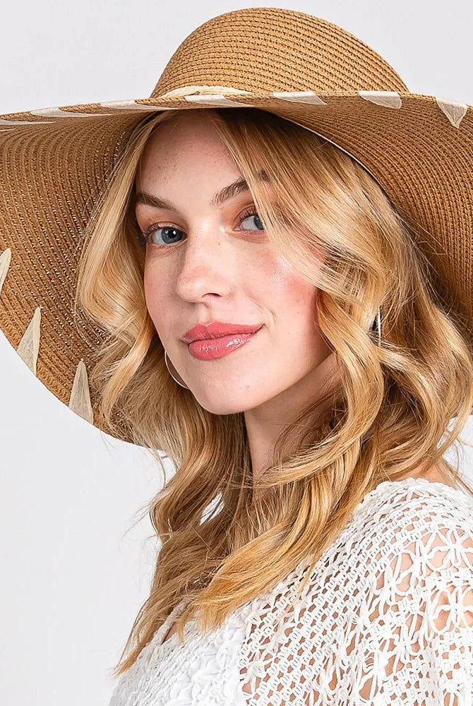 Shop Floppy Beach Hat with Edge Details-Hats at Ruby Joy Boutique, a Women's Clothing Store in Pickerington, Ohio