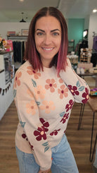 Shop Floral Jacquard Sweater- at Ruby Joy Boutique, a Women's Clothing Store in Pickerington, Ohio