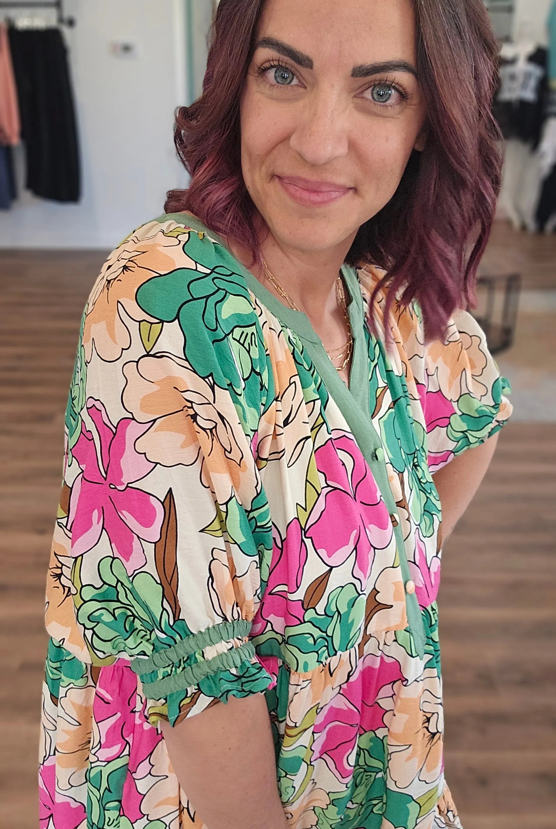 Shop Floral Tiered Babydoll Dress- at Ruby Joy Boutique, a Women's Clothing Store in Pickerington, Ohio