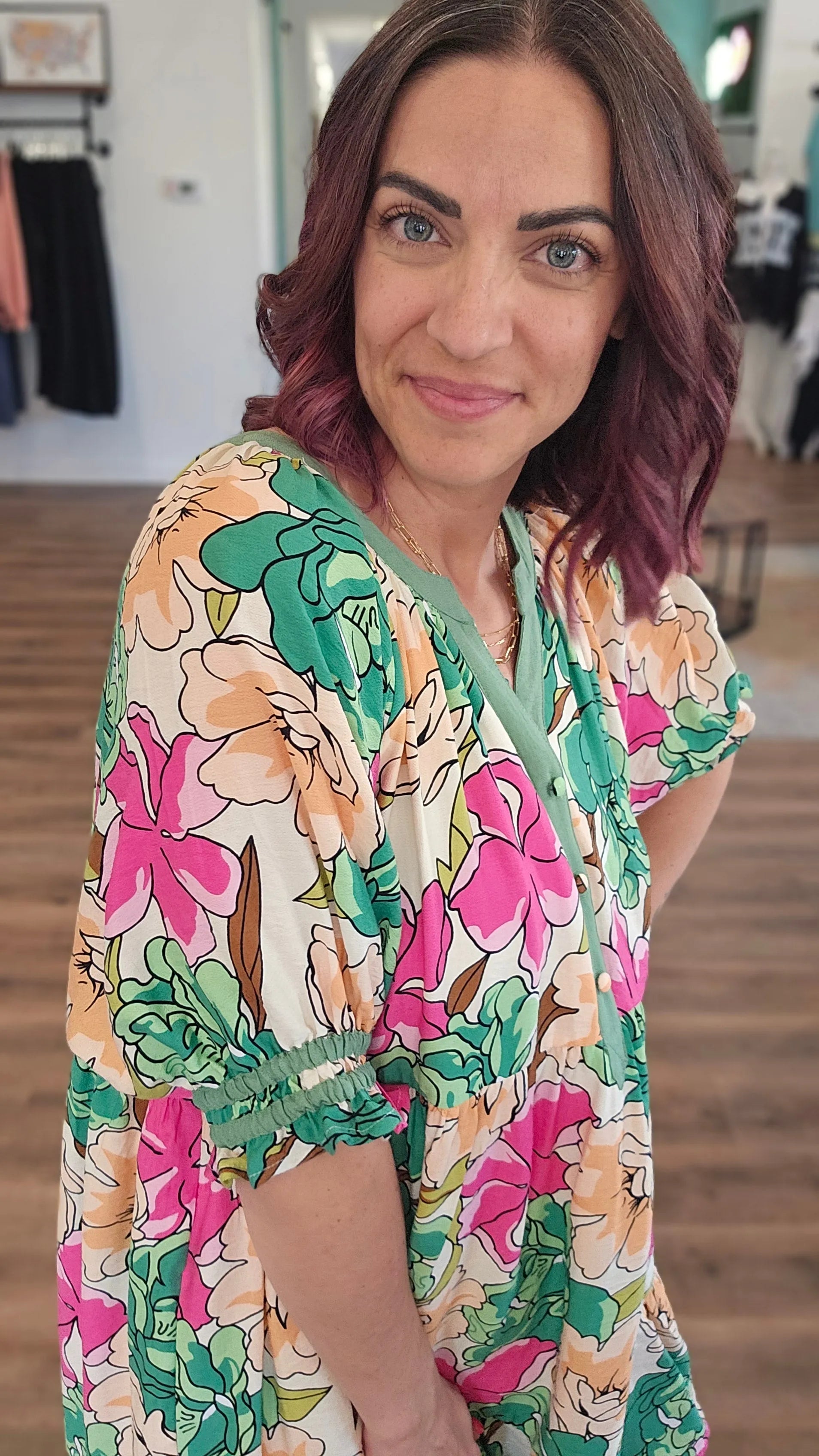Shop Floral Tiered Babydoll Dress- at Ruby Joy Boutique, a Women's Clothing Store in Pickerington, Ohio