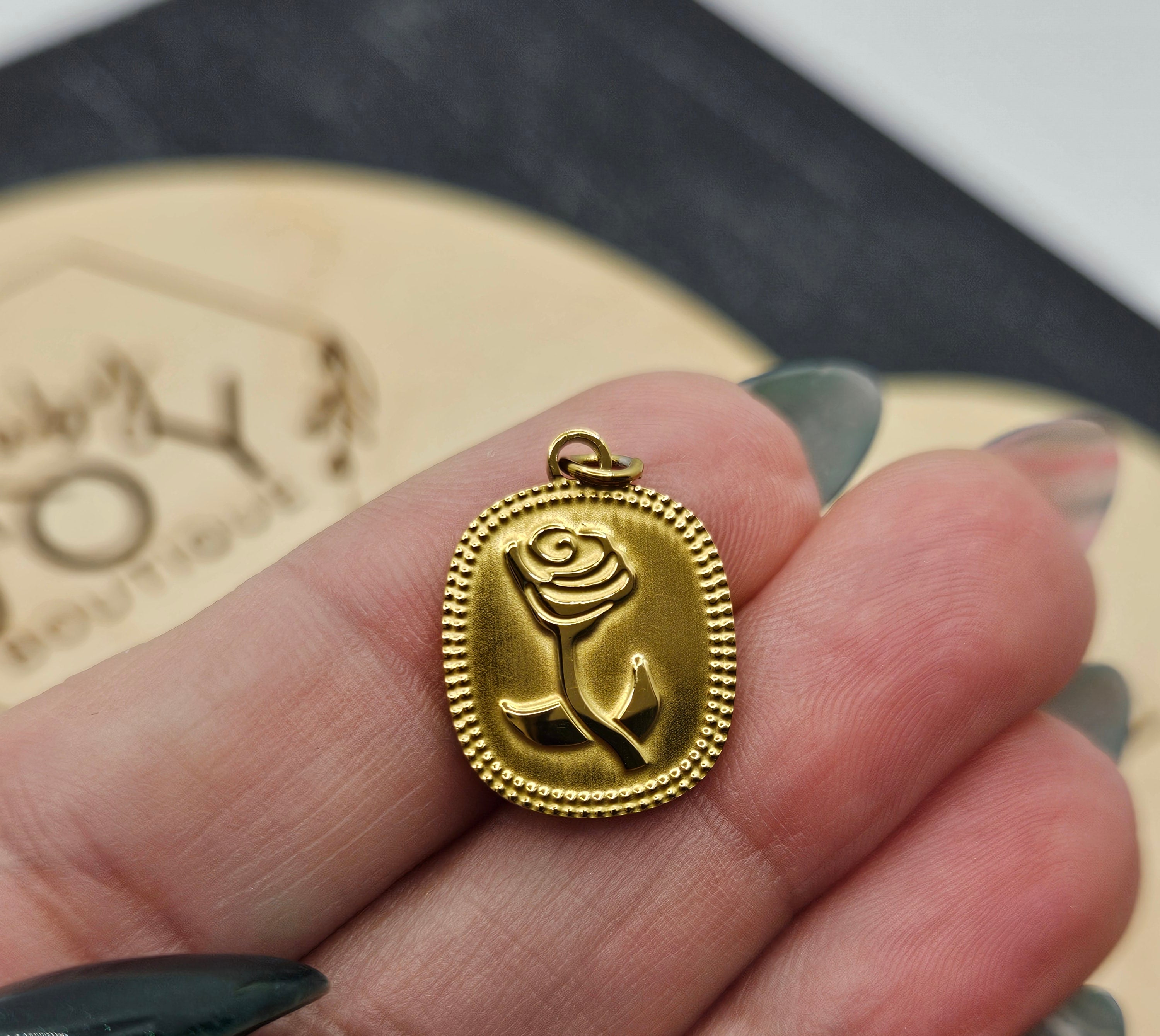 Shop Framed Rose Charm- at Ruby Joy Boutique, a Women's Clothing Store in Pickerington, Ohio