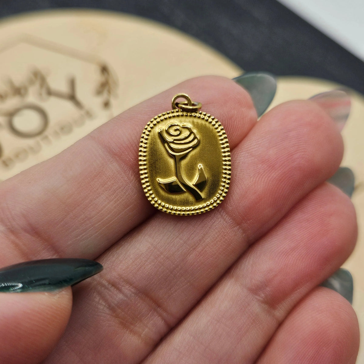 Shop Framed Rose Charm- at Ruby Joy Boutique, a Women's Clothing Store in Pickerington, Ohio