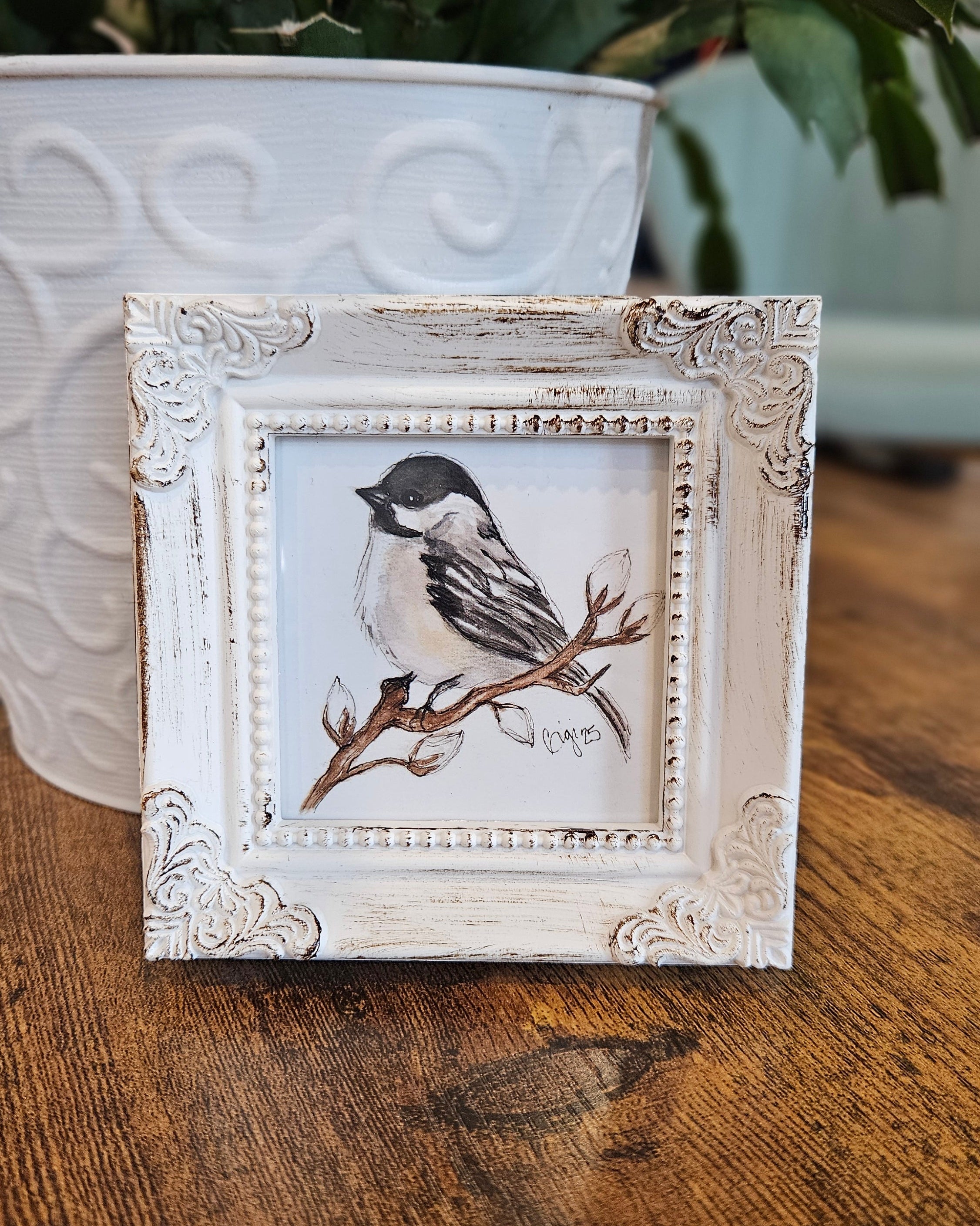 Shop Framed Watercolor Prints-Chickadee at Ruby Joy Boutique, a Women's Clothing Store in Pickerington, Ohio