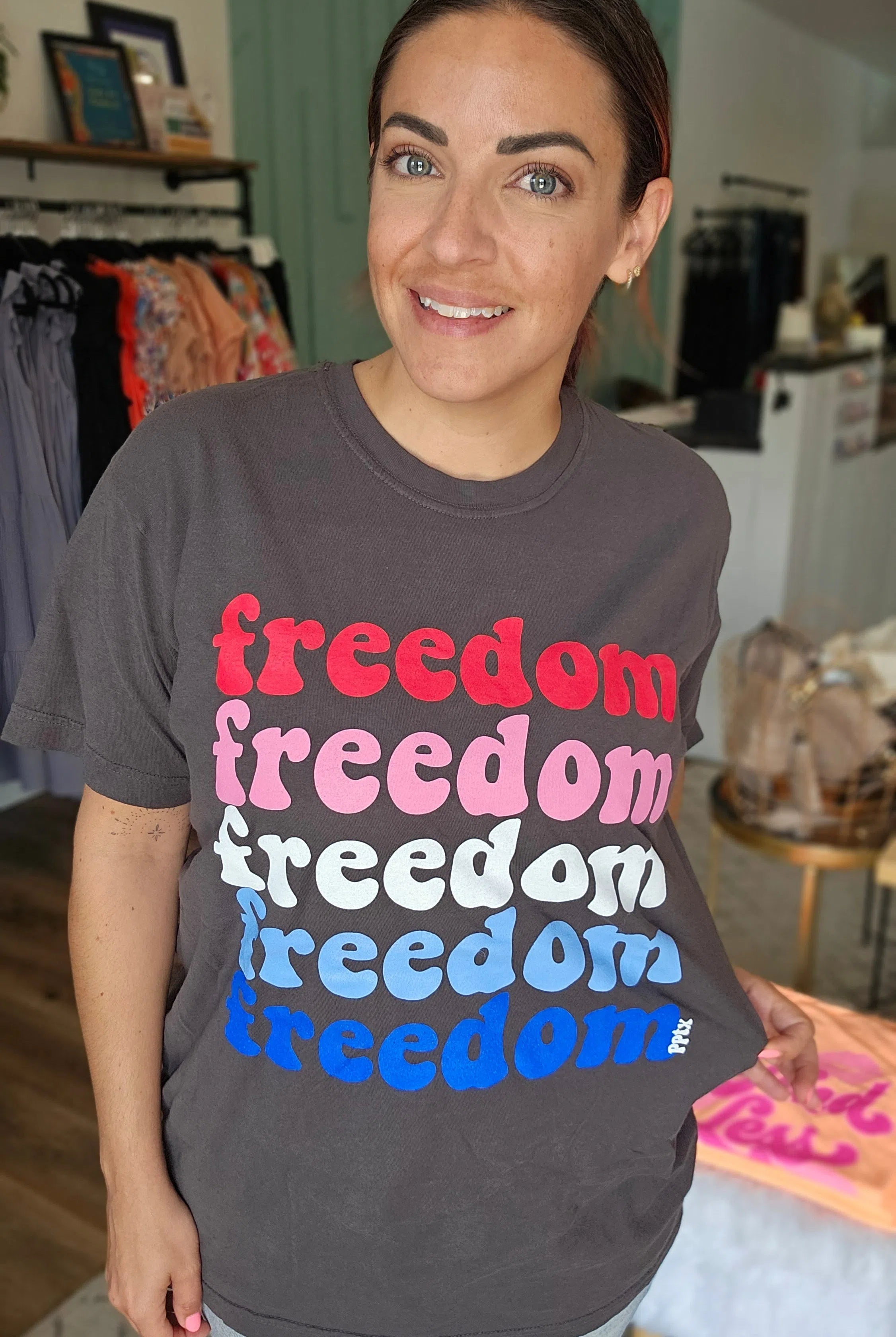 Shop Freedom Freedom Graphic Tee-Graphic Tee at Ruby Joy Boutique, a Women's Clothing Store in Pickerington, Ohio