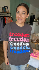 Shop Freedom Freedom Graphic Tee-Graphic Tee at Ruby Joy Boutique, a Women's Clothing Store in Pickerington, Ohio