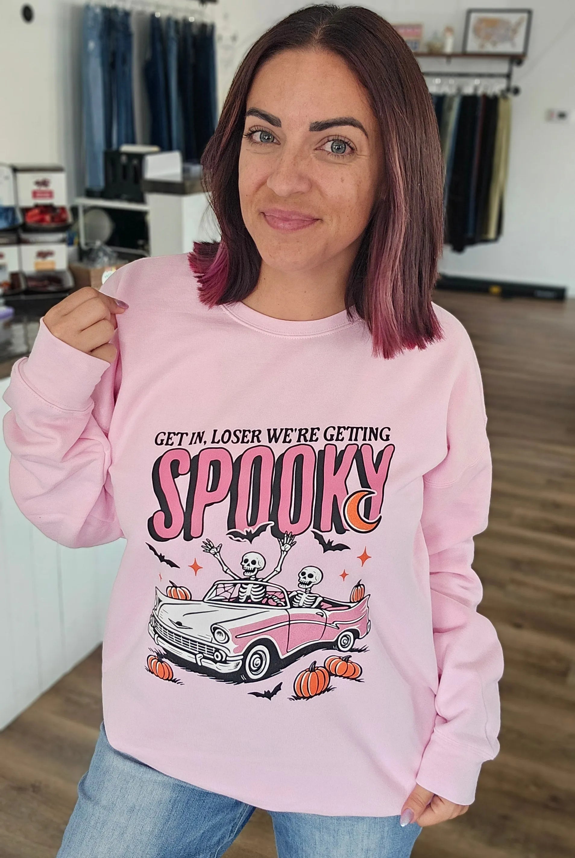 Shop Get in Loser, We're Getting Spooky Tee- at Ruby Joy Boutique, a Women's Clothing Store in Pickerington, Ohio