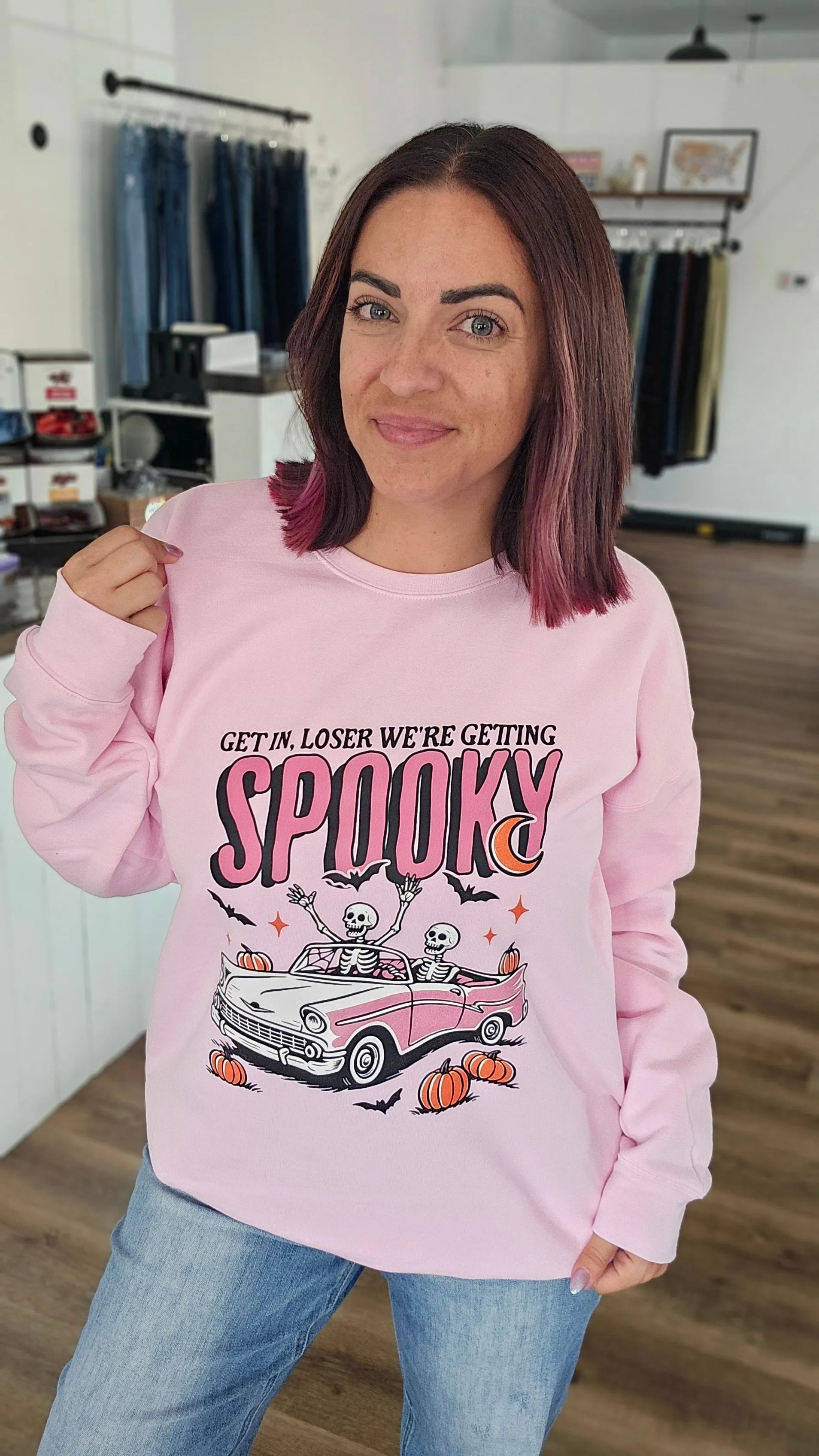 Shop Get in Loser, We're Getting Spooky Tee- at Ruby Joy Boutique, a Women's Clothing Store in Pickerington, Ohio