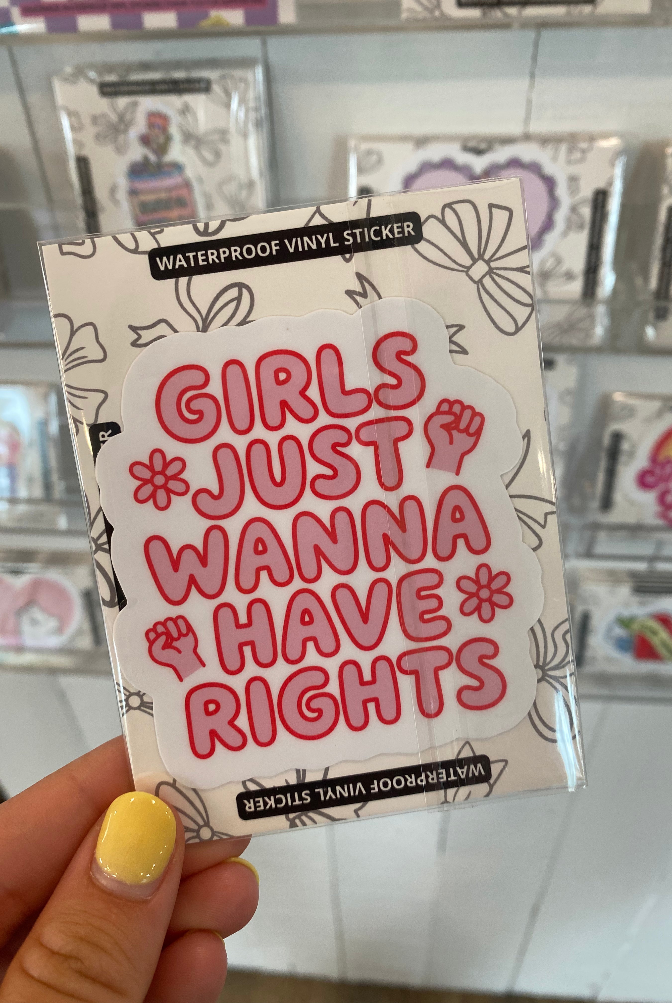 Shop Girls Just Wanna Have Rights | Waterproof Vinyl Sticker- at Ruby Joy Boutique, a Women's Clothing Store in Pickerington, Ohio
