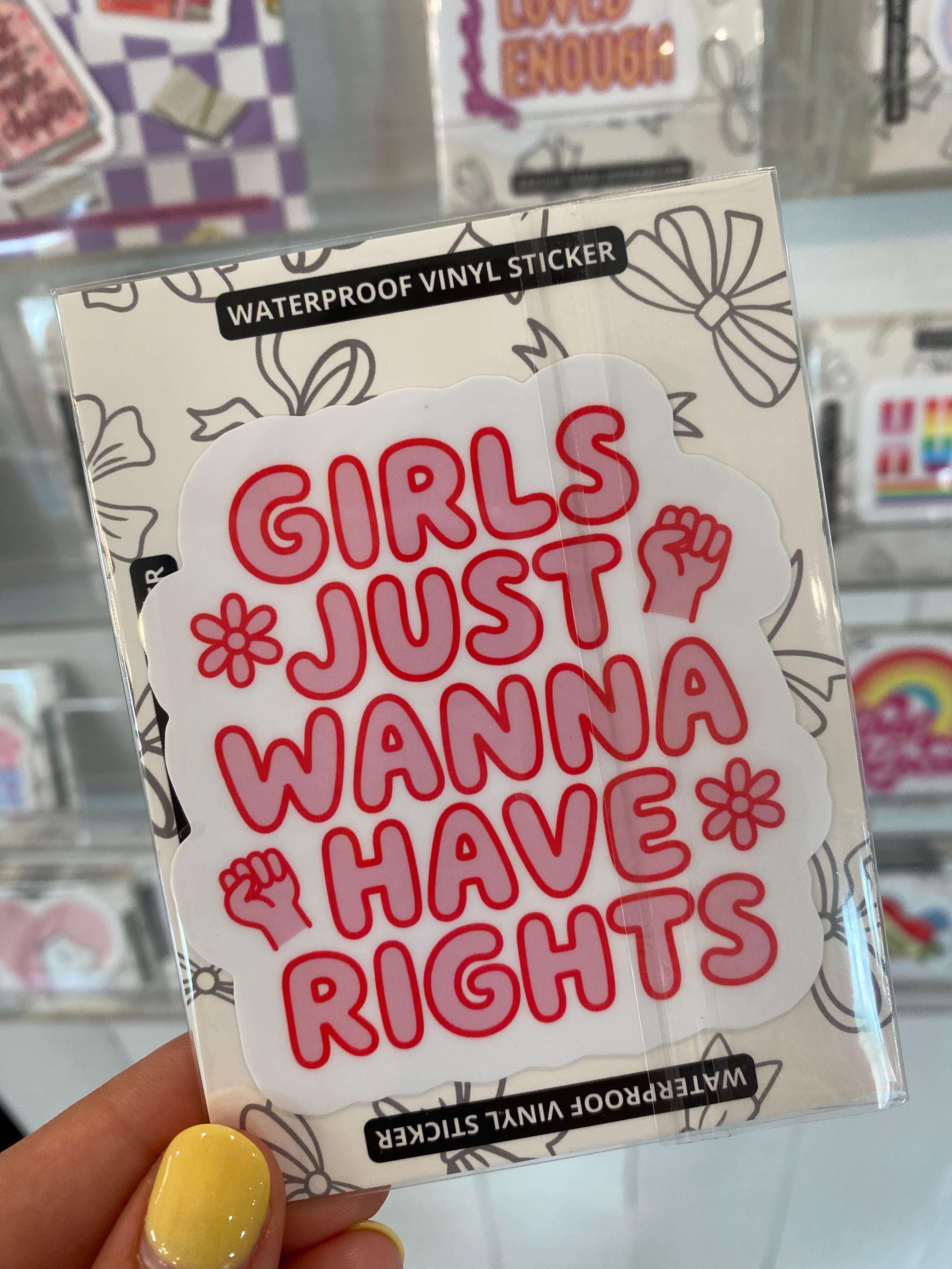 Shop Girls Just Wanna Have Rights | Waterproof Vinyl Sticker- at Ruby Joy Boutique, a Women's Clothing Store in Pickerington, Ohio