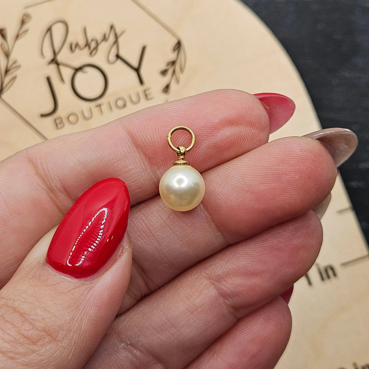 Shop Glass Pearl Charm - 3 Sizes-8mm at Ruby Joy Boutique, a Women's Clothing Store in Pickerington, Ohio