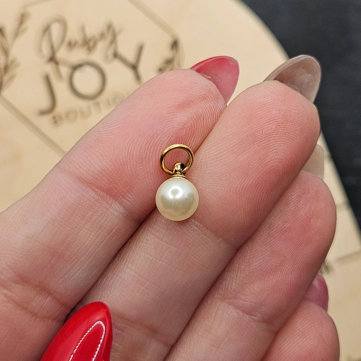 Shop Glass Pearl Charm - 3 Sizes-6mm at Ruby Joy Boutique, a Women's Clothing Store in Pickerington, Ohio