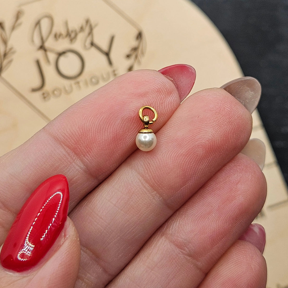Shop Glass Pearl Charm - 3 Sizes-4mm at Ruby Joy Boutique, a Women's Clothing Store in Pickerington, Ohio