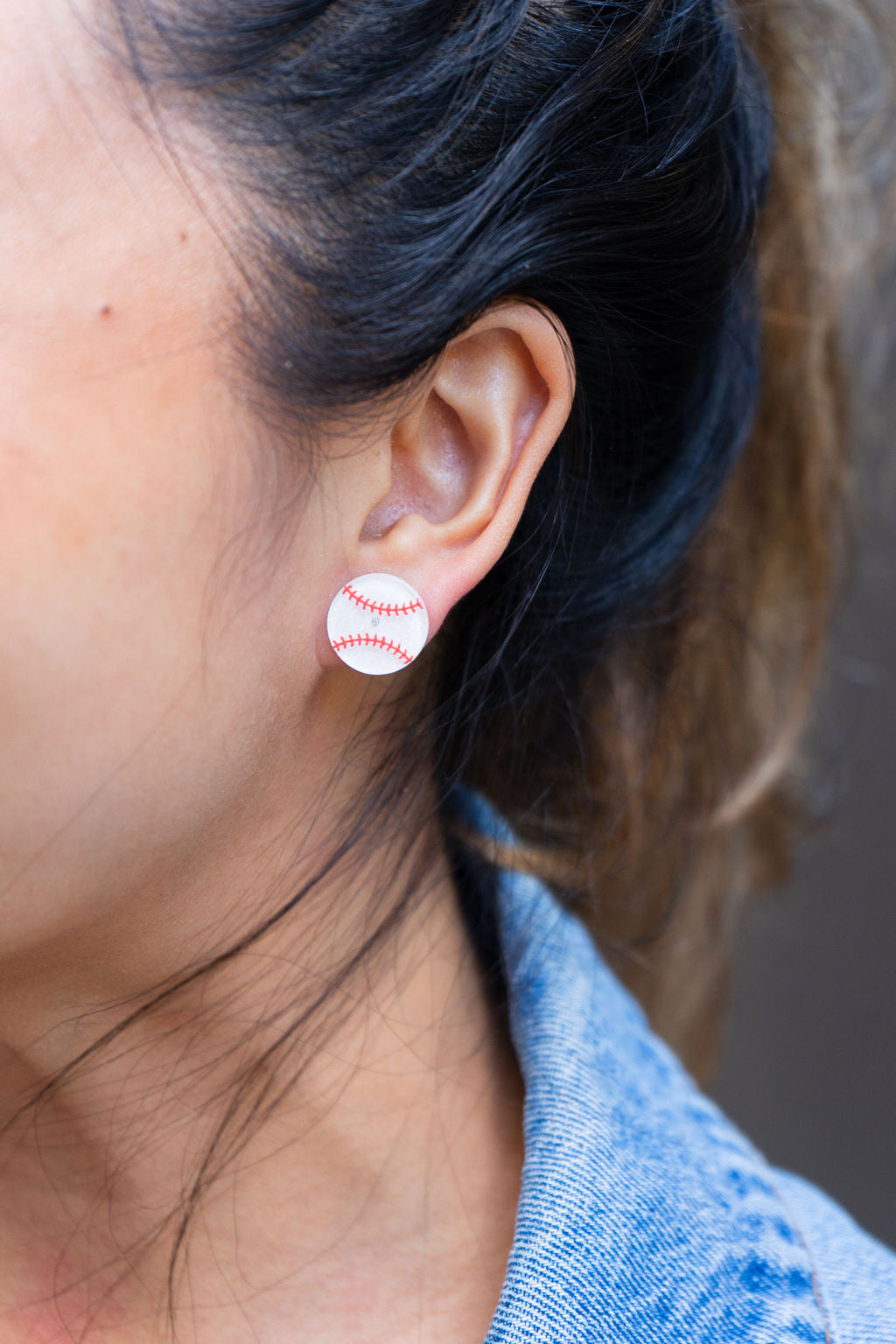 Shop Glitter Baseball Studs- at Ruby Joy Boutique, a Women's Clothing Store in Pickerington, Ohio