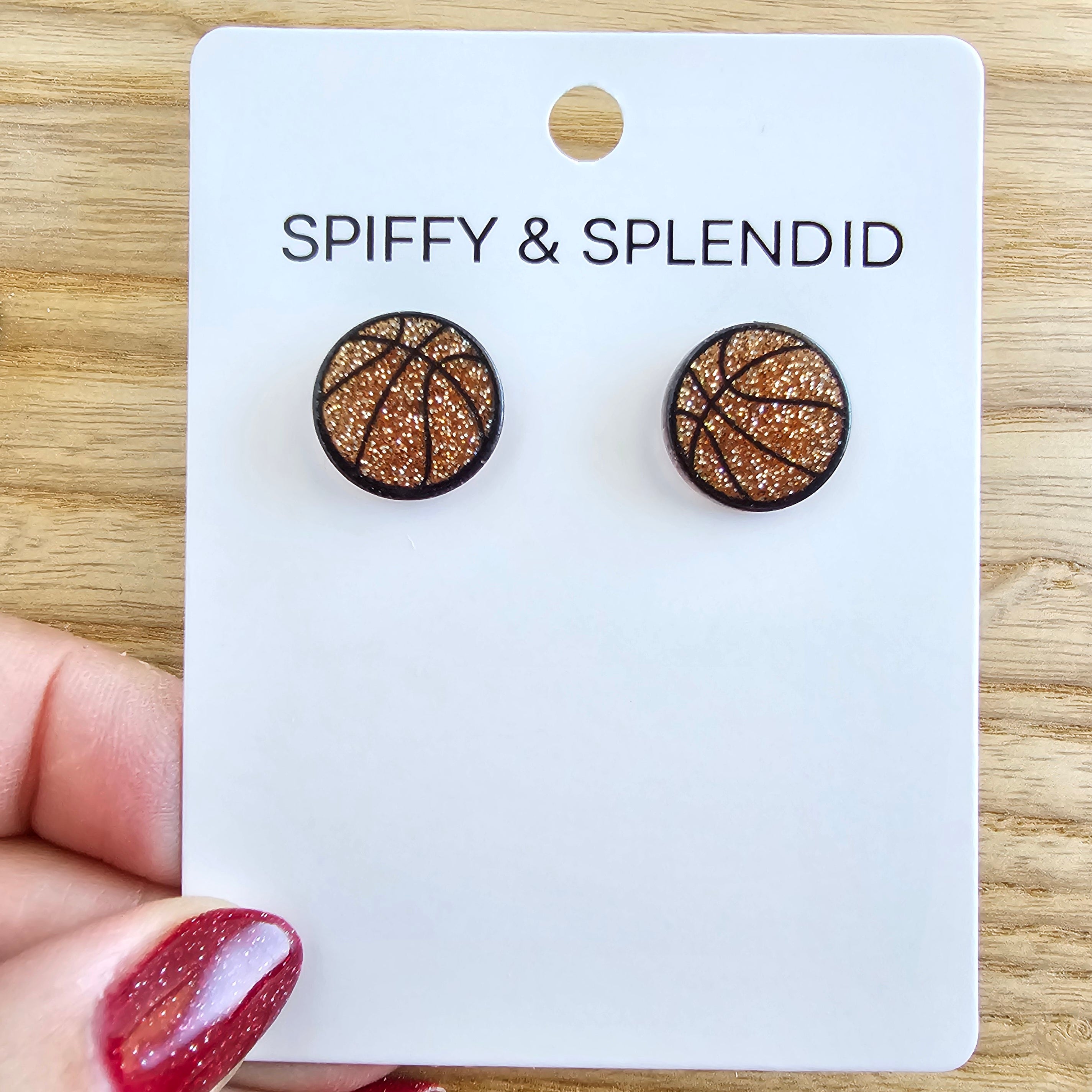 Shop Glitter Basketball Studs- at Ruby Joy Boutique, a Women's Clothing Store in Pickerington, Ohio