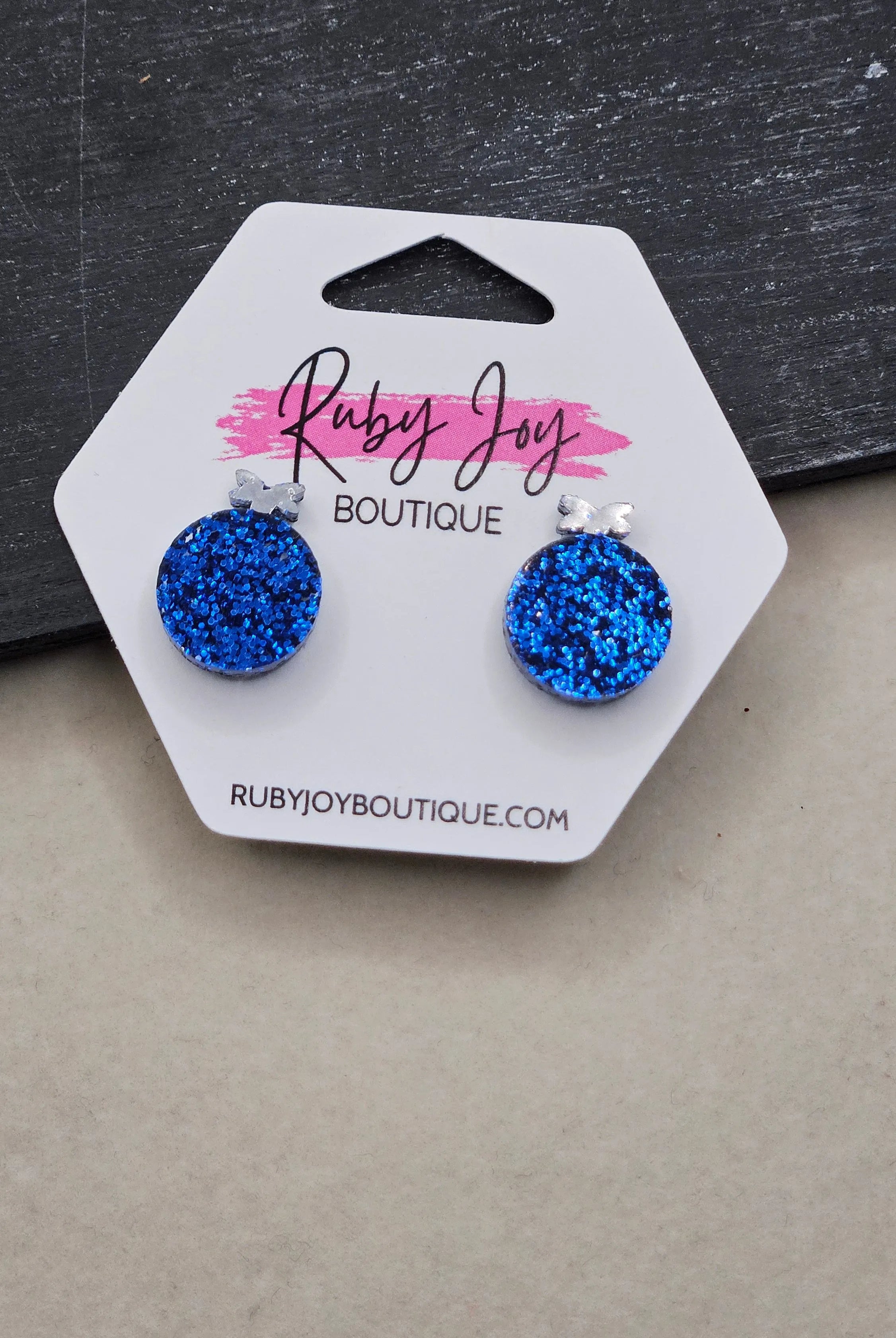 Shop Glitter Christmas Ornament Stud Earrings- at Ruby Joy Boutique, a Women's Clothing Store in Pickerington, Ohio