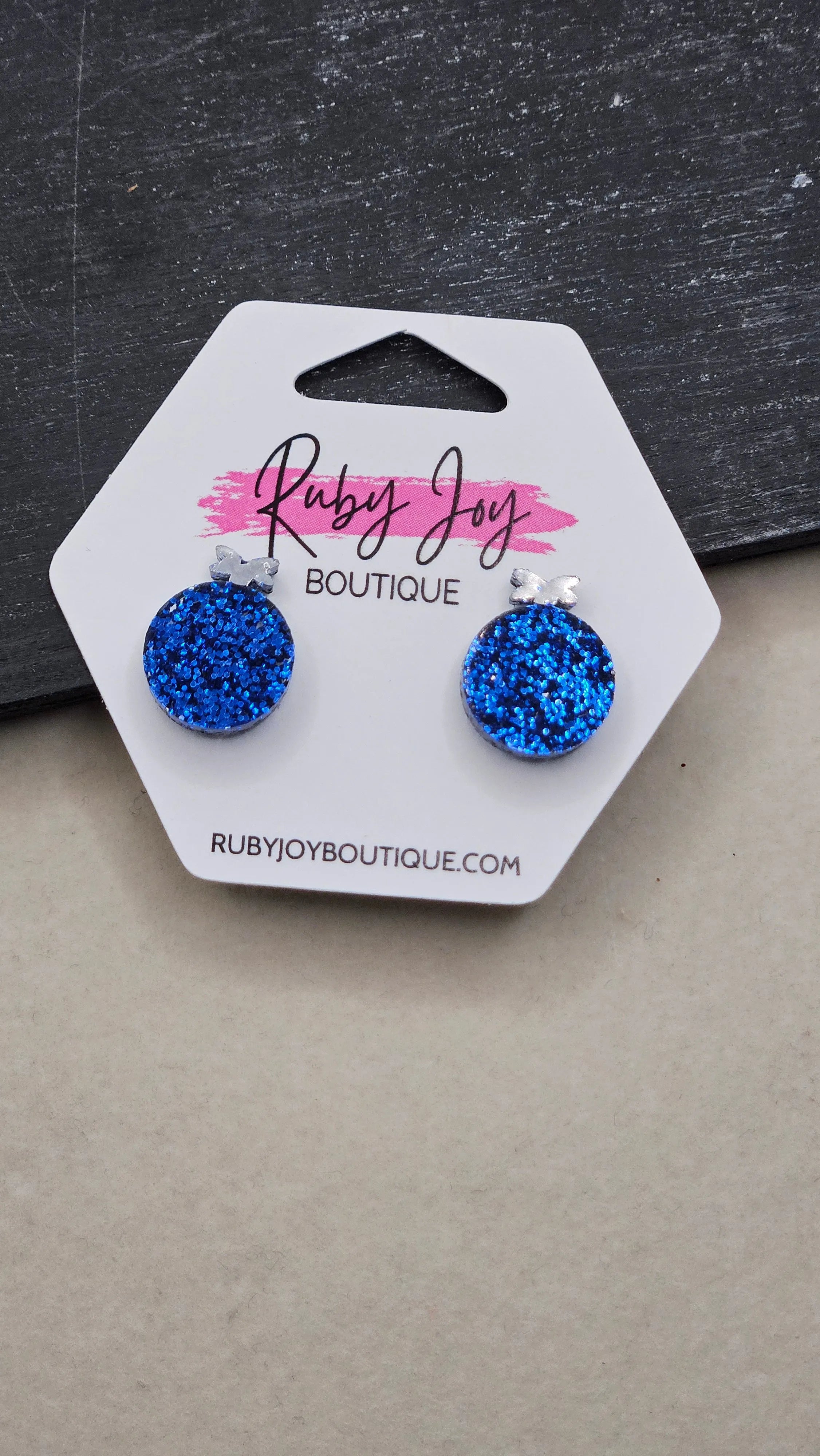 Shop Glitter Christmas Ornament Stud Earrings- at Ruby Joy Boutique, a Women's Clothing Store in Pickerington, Ohio