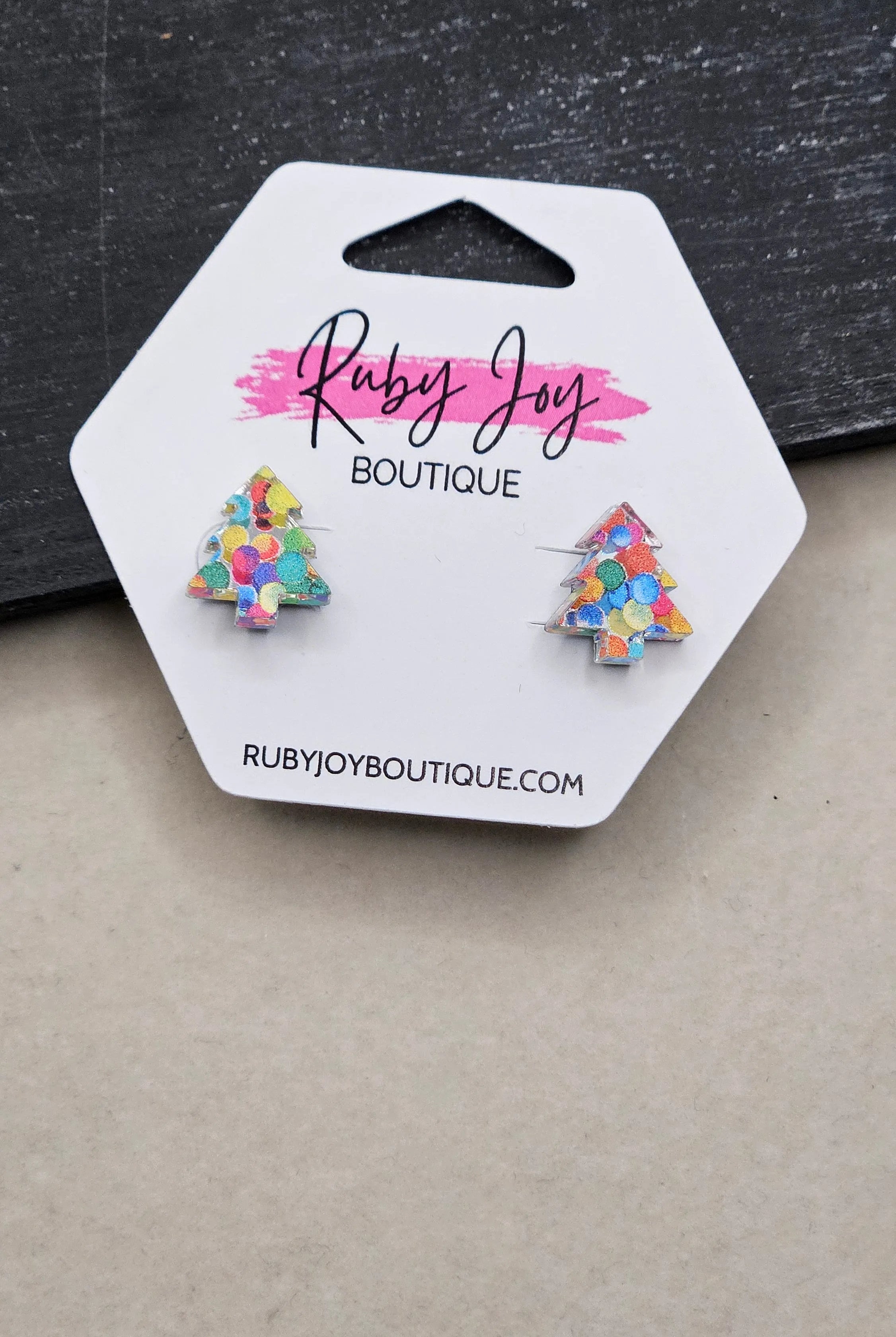 Shop Glitter Christmas Tree Stud Earrings- at Ruby Joy Boutique, a Women's Clothing Store in Pickerington, Ohio