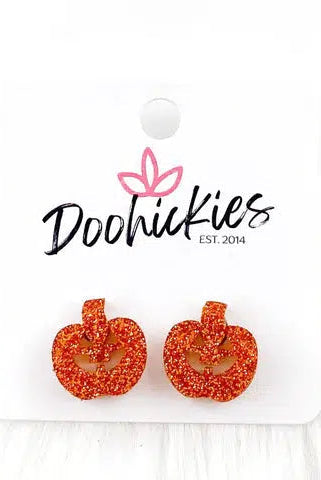 Shop Glitter Jack O'Lantern Earrings-Earrings at Ruby Joy Boutique, a Women's Clothing Store in Pickerington, Ohio