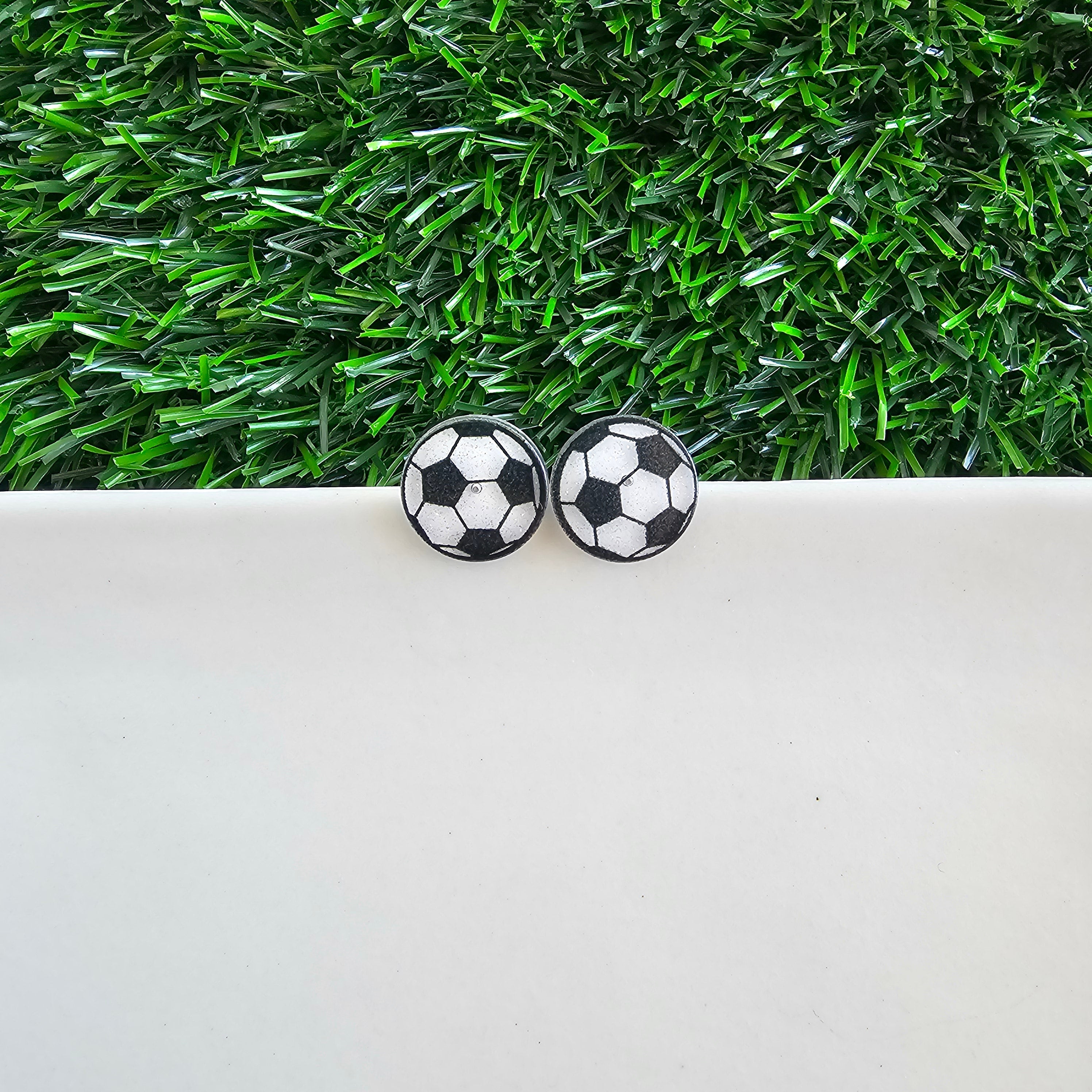 Shop Glitter Soccer Ball Studs- at Ruby Joy Boutique, a Women's Clothing Store in Pickerington, Ohio