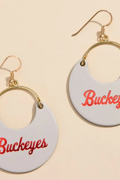 Shop Gray Ohio State Buckeye Nina Earrings- at Ruby Joy Boutique, a Women's Clothing Store in Pickerington, Ohio