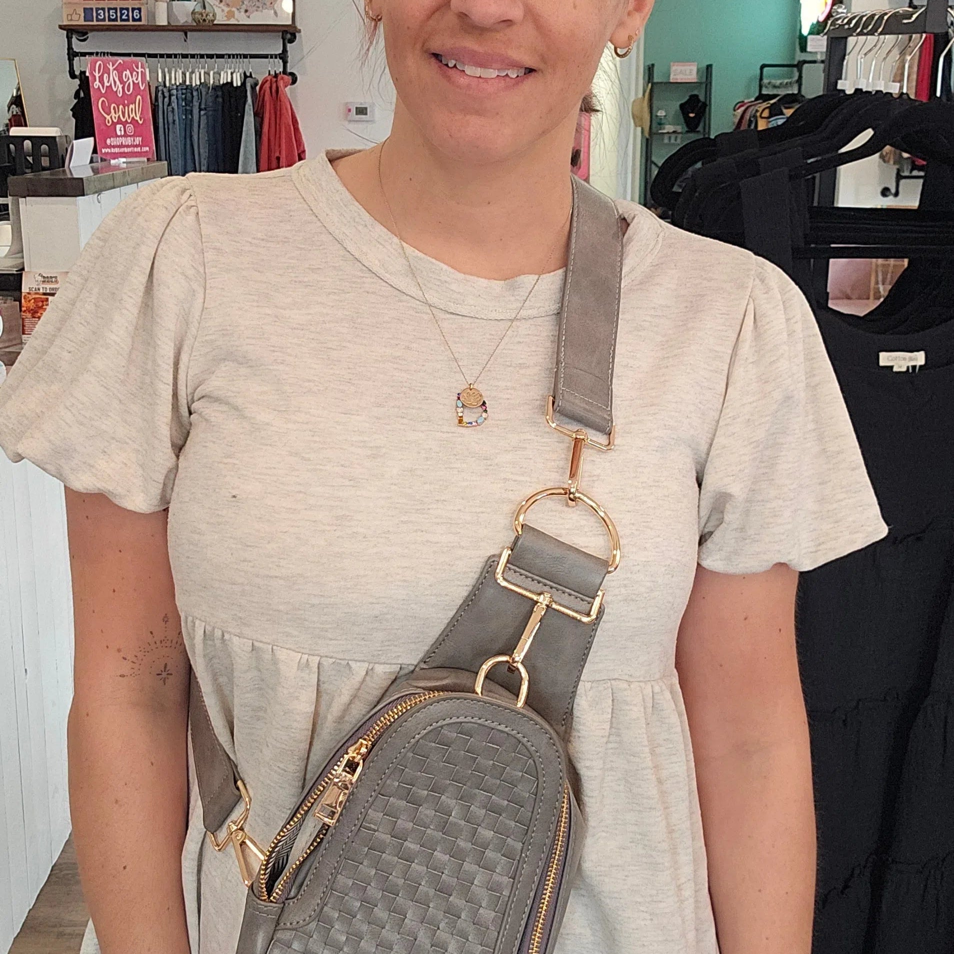 Shop Hadley Woven Sling Bag-Purse at Ruby Joy Boutique, a Women's Clothing Store in Pickerington, Ohio