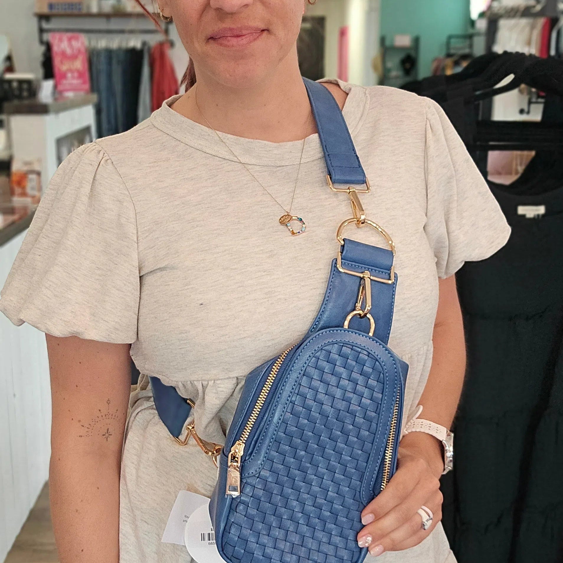 Shop Hadley Woven Sling Bag-Purse at Ruby Joy Boutique, a Women's Clothing Store in Pickerington, Ohio