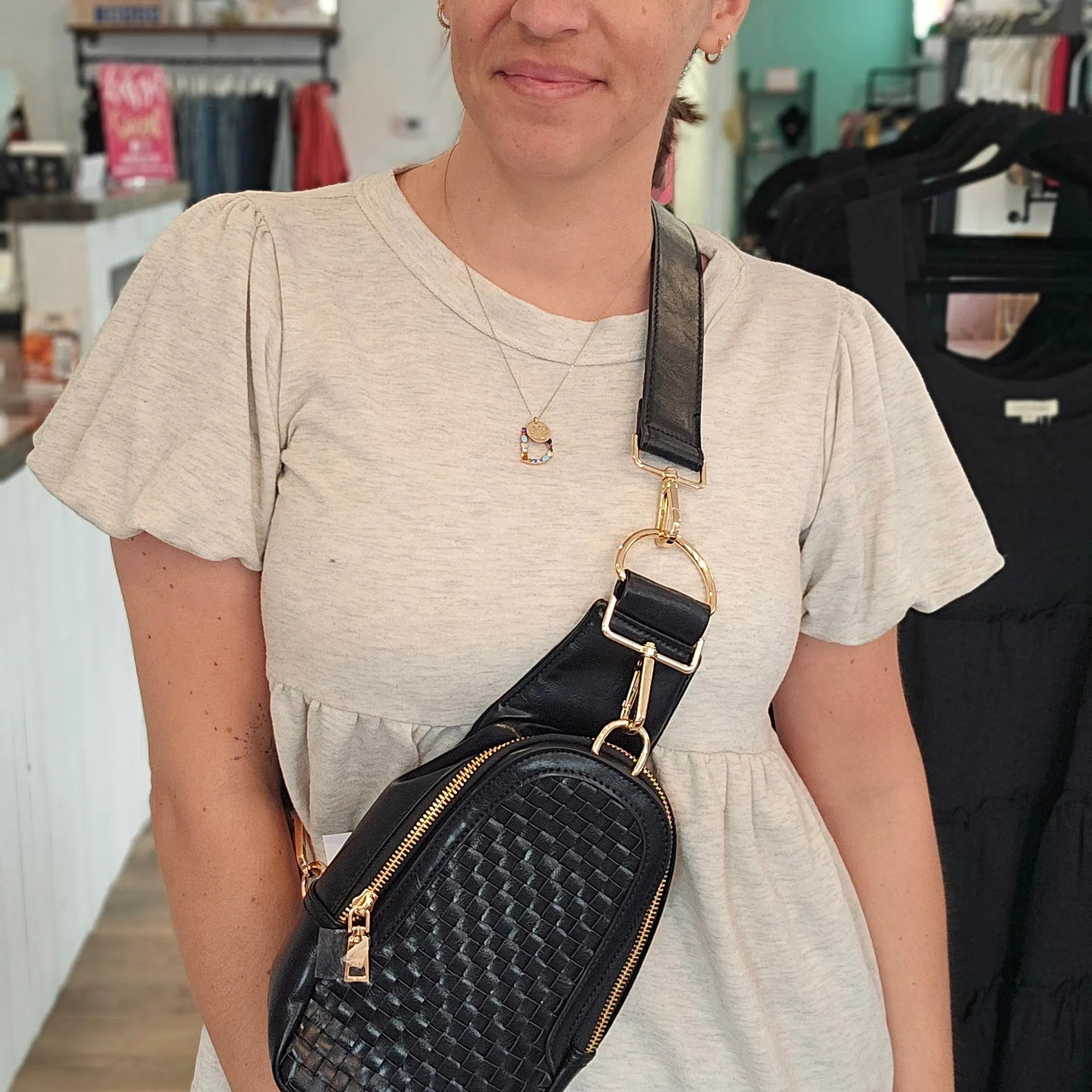 Shop Hadley Woven Sling Bag-Purse at Ruby Joy Boutique, a Women's Clothing Store in Pickerington, Ohio
