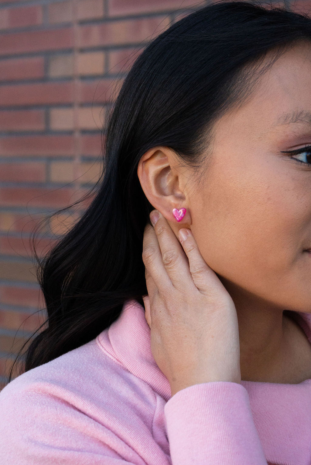 Shop Hand Drawn Heart Studs - Hot Pink- at Ruby Joy Boutique, a Women's Clothing Store in Pickerington, Ohio