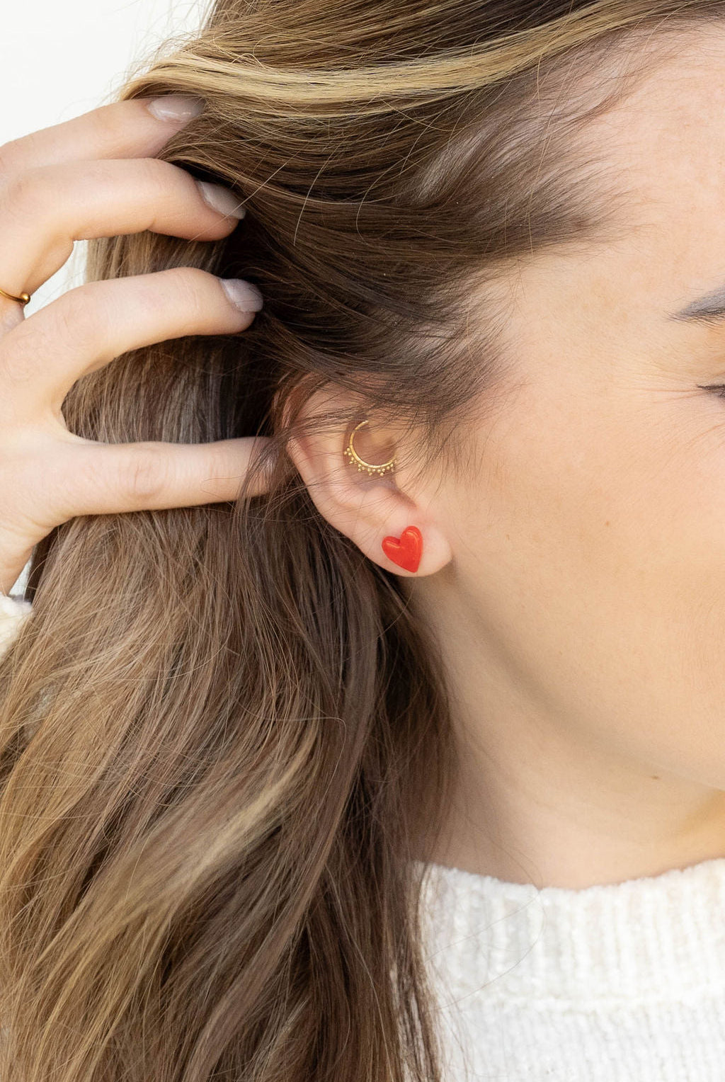 Shop Hand Drawn Heart Studs- Red- at Ruby Joy Boutique, a Women's Clothing Store in Pickerington, Ohio