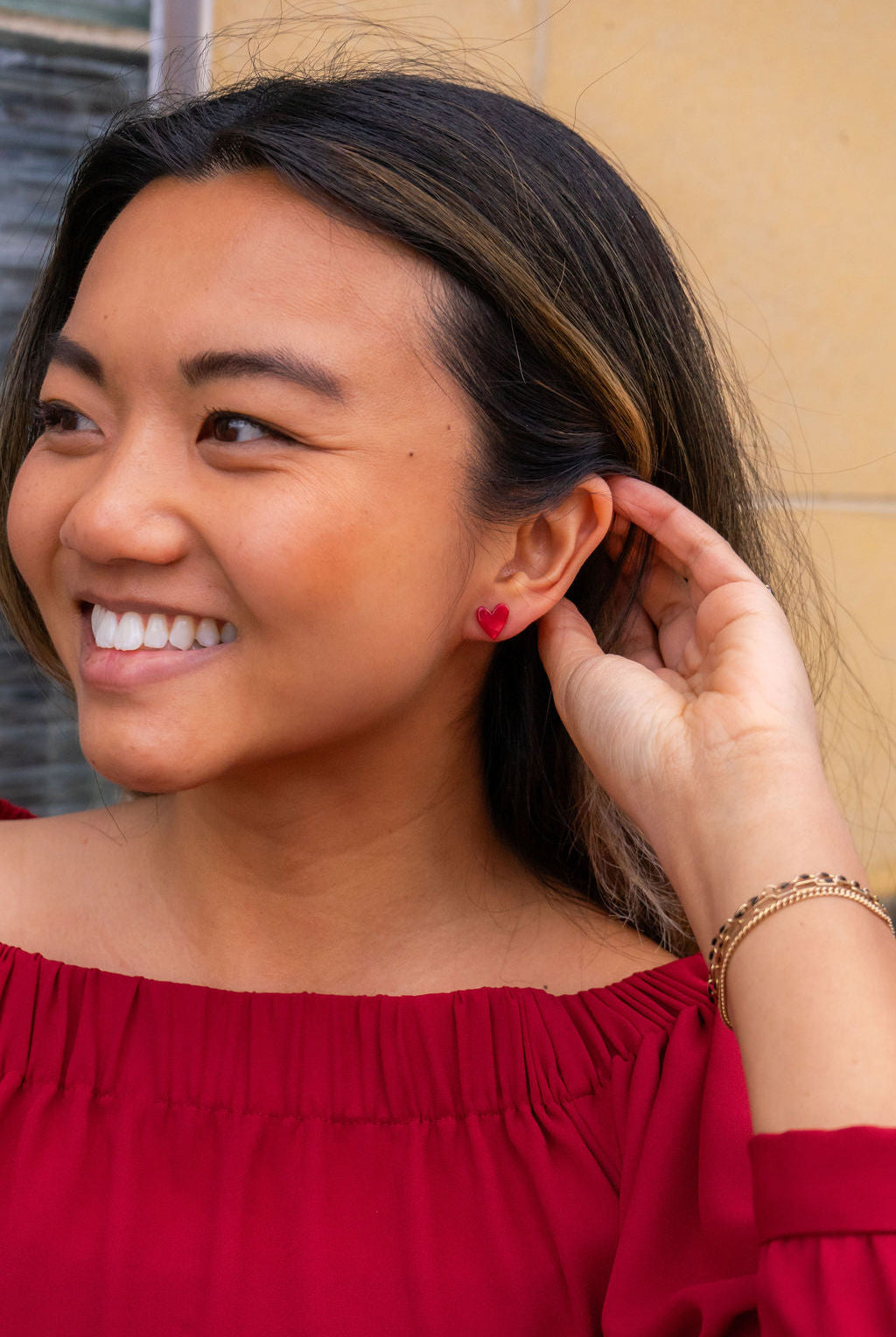 Shop Hand Drawn Heart Studs- Red- at Ruby Joy Boutique, a Women's Clothing Store in Pickerington, Ohio
